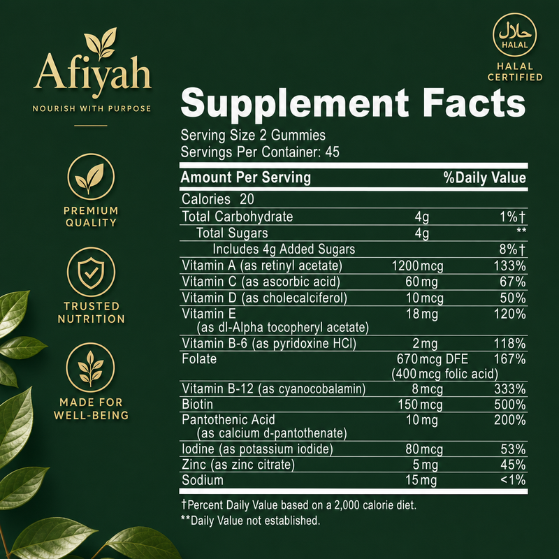 Adult Multi supplement facts